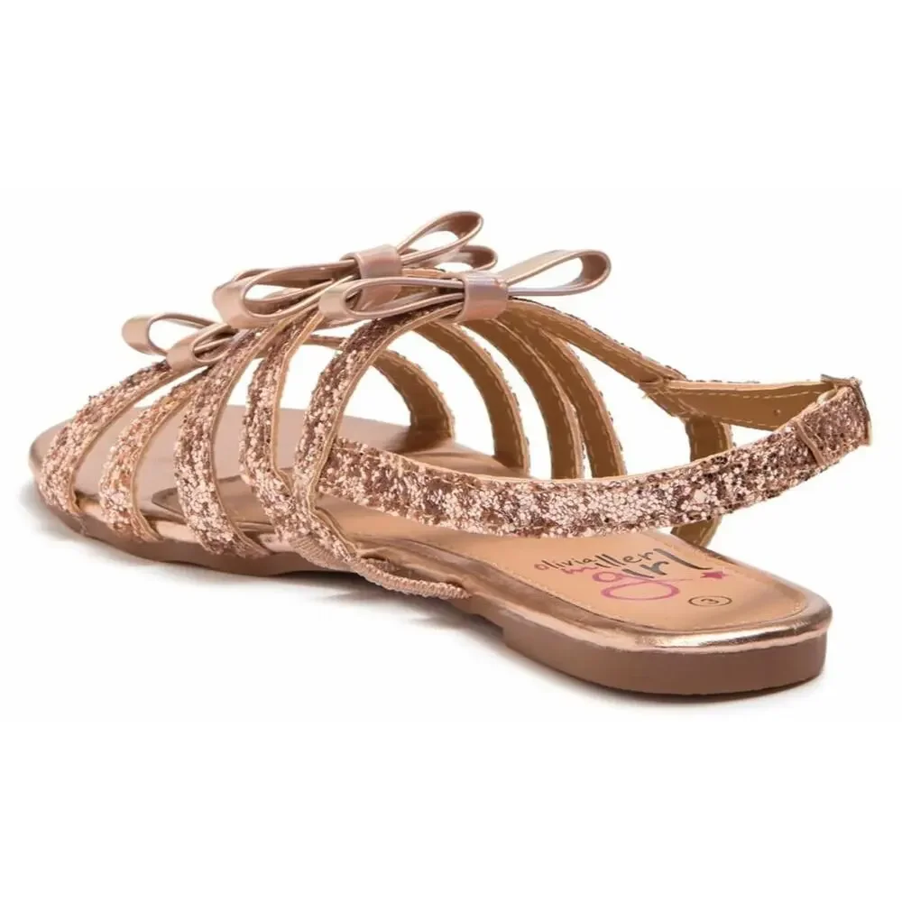 Olivia Miller Little Girls Flat Slingback Sandals Size US 2 Rose Gold Glitter